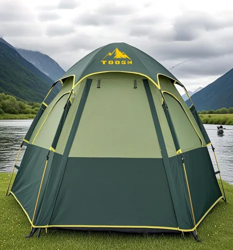 Vista 4 de Tienda de campaña Toogh con configuración instantánea, tienda impermeable para 2/3 personas, fácil y rápida de montar en 60 segundos con toldo