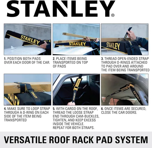 Vista 8 de STANLEY S4000 - Almohadilla universal suave para techo y portaequipajes con correas de amarre resistentes
