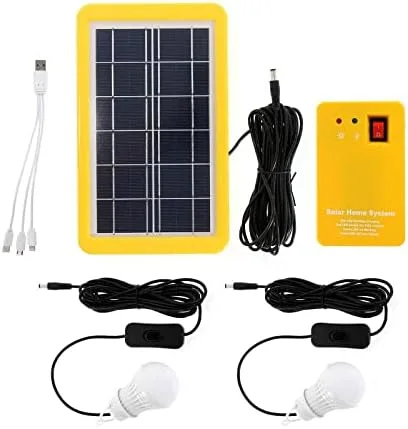 Vista 6 de Kit de luz de emergencia de panel solar de 3 W, generador solar, 4 cabezales, cable de cargador USB con 2 bombillas LED para acampar al aire libre