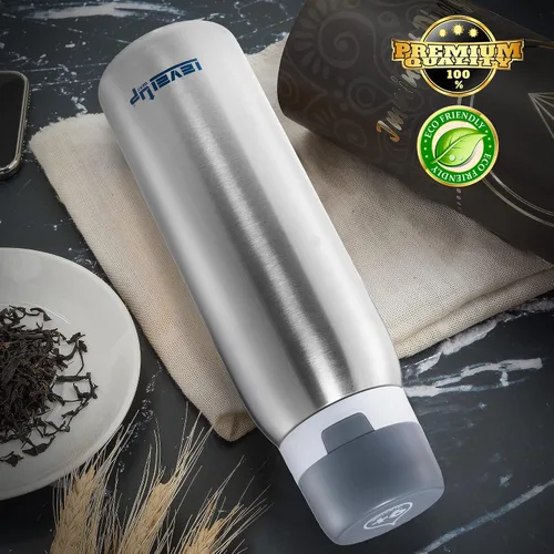 Vista 5 de Level Up Way Botella de agua de acero inoxidable de alta calidad de 25 onzas con filtro, sin BPA, esenciales de viaje, filtro de agua alcalino pH 9+