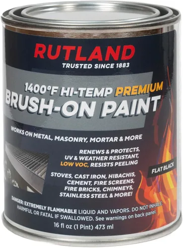 Vista 4 de Rutland Products, Black Rutland - Pintura para estufa plana con brocha, 1200 grados F, 16 onzas líquidas, onzas líquidas (paquete de 1)