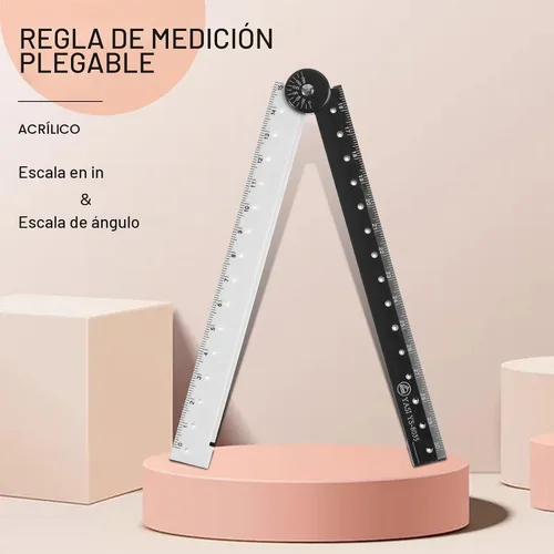 Vista 3 de 2 reglas plegables de 11.8 in/12 pulgadas, regla de medición de ángulo plegable de acrílico múltiple, transparente, flexible, en blanco y negro
