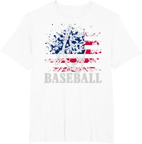 Vista 15 de Camiseta de béisbol deportiva estadounidense con bandera estadounidense, Negro, S