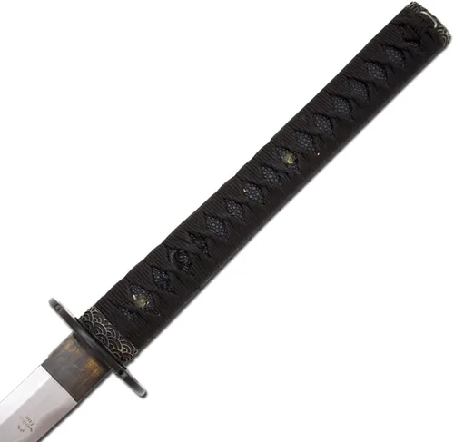 Vista 4 de Snake Eye Tactical Espada katana samurái japonesa clásica con soporte de madera resistente