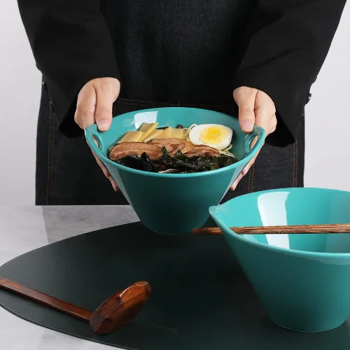 Vista 5 de Sweejar Tazones de porcelana para ramen, cuenco japonés para fideos ramen con palillos y cucharas, cuenco profundo de 25 onzas para sopa, ensalada