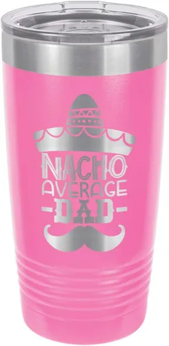 Vista 9 de NACHO AVERAGE DAD BLACK Vaso de bebida de 20 onzas con pajita Taza de viaje grabada con láser Comparar con Yeti Rambler Idea de regalo papá