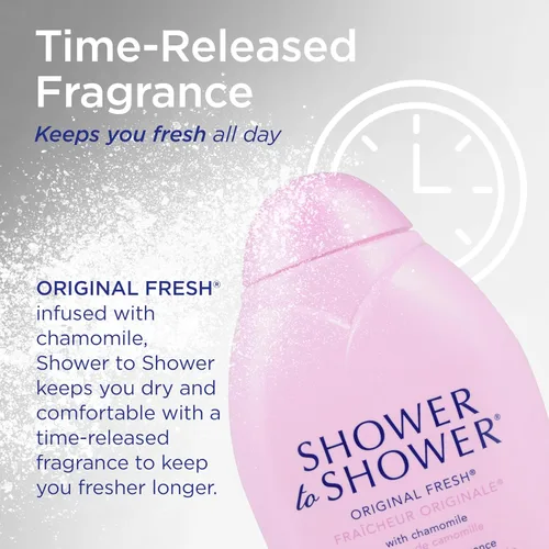 Vista 5 de Shower to Shower Morning Fresh - Polvo corporal con manzanilla para hombres y mujeres, sin talco, absorbe el sudor, evita rozaduras y olores