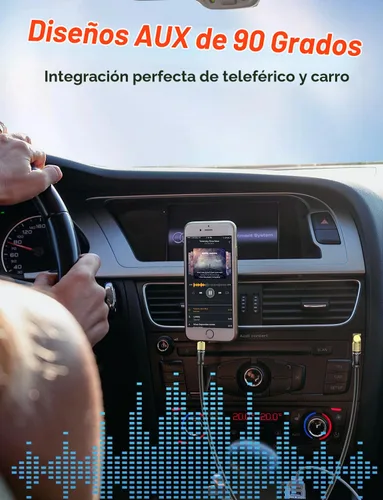 Vista 2 de VANAUX Cable auxiliar para automóvil de 90 grados en ángulo recto, cable auxiliar estéreo a conector compatible con reproductor MP3, estéreo