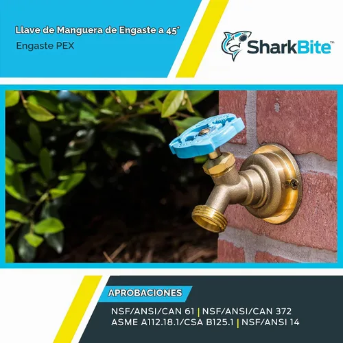 Vista 5 de SharkBite 1/2 x 3/4 pulgadas MHT latón crimpado manguera de 45 grados Bibb, tubo PEX, PE-RT, UC24632Z