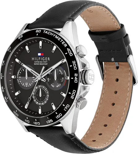 Vista 2 de Tommy Hilfiger Mens Stainless Steel Quartz Watch with Leather Strap