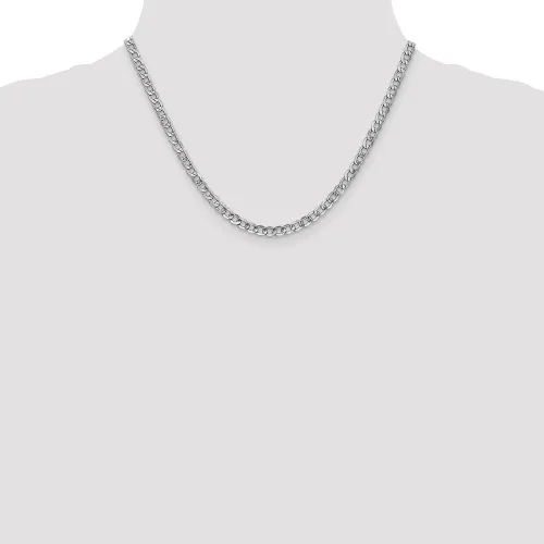 Vista 2 de Collar de cadena de eslabones cubanos de oro blanco de 14 quilates de 0.169in, con cierre seguro de mosquetón, Metal