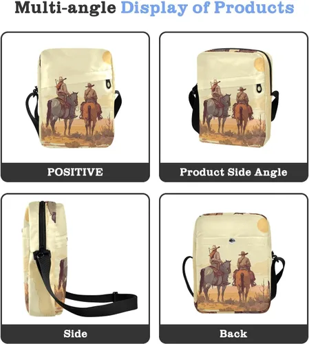 Vista 4 de Cowboys Sunsets Retro Vintage crossbody messenger bag crossbody bag cross body purses for women Ladies Shoulder Handbags Adjustable Strap for Casual