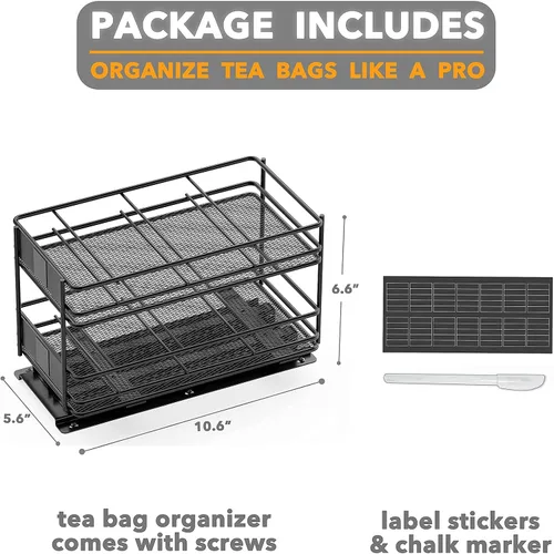 Vista 9 de SpaceAid Organizador de especias extraíble para gabinete, 2 cajones de 2 niveles, organizador de bolsas de té extraíble para gabinete