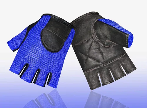 Vista 3 de Guantes de cuero para silla de ruedas y entrenamiento con pesas de malla (talla XL)