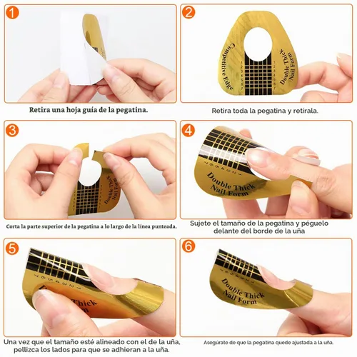Vista 3 de 200 formas de uñas para gel constructor, formas de extensión de uñas autoadhesivas AHIER para bricolaje en casa, suministros profesionales de arte