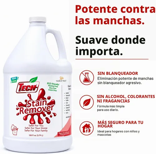 Vista 2 de TECH Quitamanchas de galón, 128oz - Limpiador para alfombras, tapicería