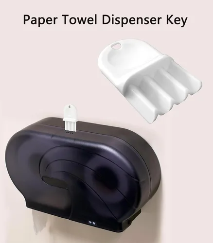 Vista 8 de Paquete de 5 llaves dispensadoras de papel higiénico universal de plástico duro para dispensadores de toallas de papel y jabón, 2 llaveros incluidos