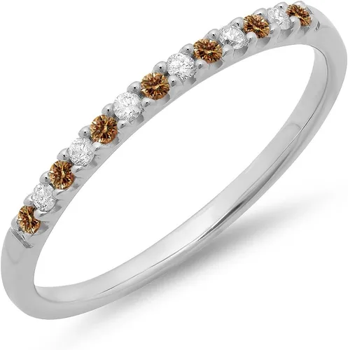 Vista 11 de Dazzlingrock Collection Anillo apilable de boda con piedras preciosas y diamantes de 14 quilates, oro blanco