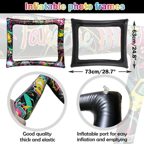 Vista 2 de Juego de 21 portarretratos inflables para selfies de los años 80 y accesorios para fiestas retro de los años 80 I Love 80s Party Selfie Props