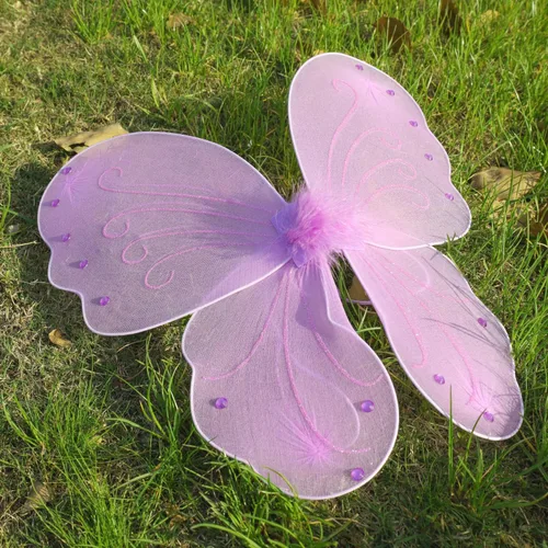Vista 3 de FANWNKI Alas de hada para niñas, ángel, mariposa, libélula accesorios para disfraz de fiesta de cumpleaños