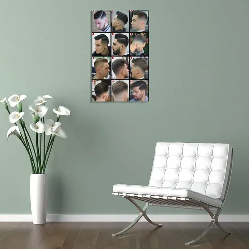 Vista 5 de Rucatto Póster de guía de peinado para hombre de peluquería de peluquería, pintura en lienzo, póster de arte de pared para dormitorio, sala