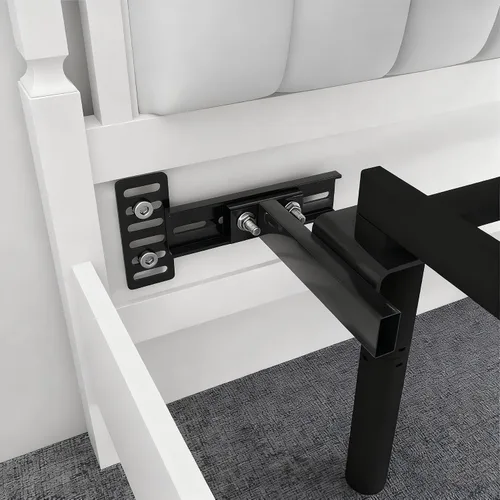 Vista 4 de Soportes de cabecera de cama ajustables, soportes de cabecera ajustables para marco de cama de metal, base de cama con kit de extensión de estribo