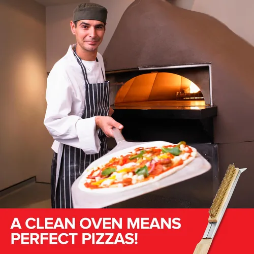 Vista 7 de Kit de accesorios esenciales para horno de pizza, incluye mango de madera extralargo, 2 cabezales de cepillo con cerdas de acero inoxidable