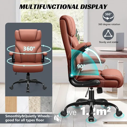 Vista 6 de HeroSet Silla de oficina, ergonómicas grandes y altas sillas de escritorio para computadora, silla ejecutiva de cuero transpirable con reposabrazos