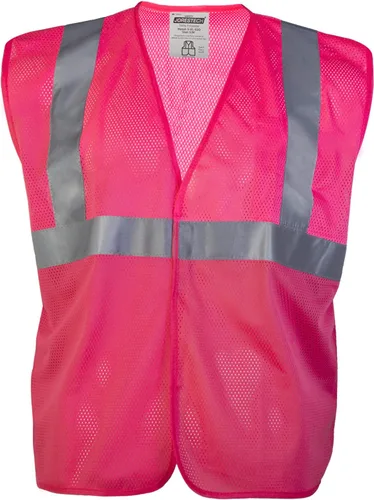 Vista 2 de JORESTECH Chaleco de seguridad reflectante de alta visibilidad con estampado de transferencia de calor personalizada (rosa)