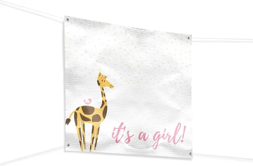 Vista 25 de Cartel de baby shower para uso en interiores y exteriores de 4 x 1 pies, pancarta grande personalizada y letreros con cuerda para colgar, telón