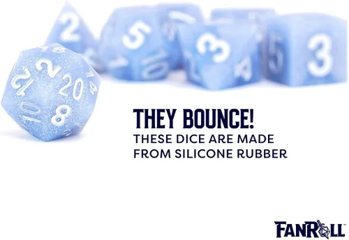 Vista 4 de FanRoll - Juego de dados DND de goma de silicona de borde afilado de 0.630 in: residuos glaciales, dados de juego de rol para Calabozos y Dragones