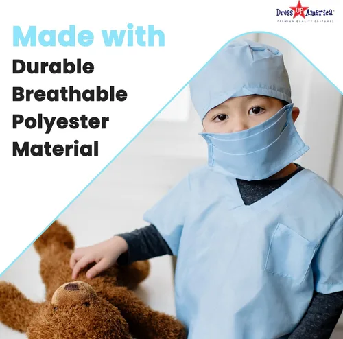 Vista 5 de Dress Up America Disfraz de médico para niños disfraz de médico para niños traje de juego de simulación azul y rosa