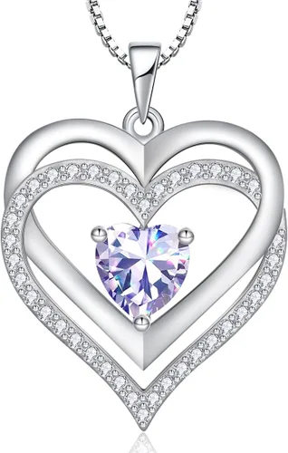 Vista 15 de RIVIKO Collar con símbolo de corazón infinito para mujer, plata de ley 925, dije de corazón de amor, día de la madre, aniversario, cumpleaños