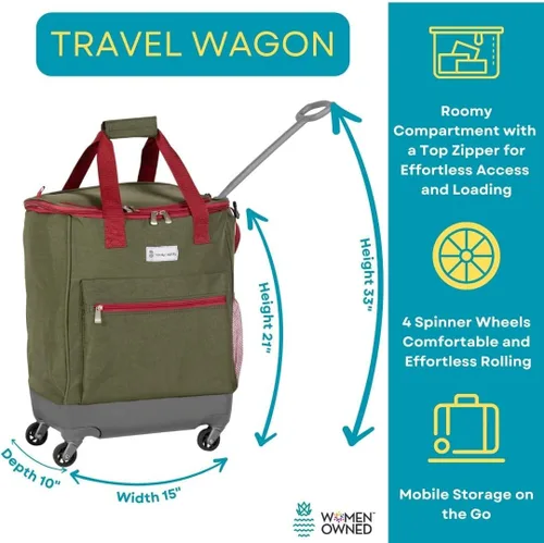 Vista 3 de Handy Sandy Haul-It - Bolsa plegable con ruedas – Bolsa de utilidad patentada de servicio pesado con 8 ruedas giratorias, carrito de comestibles