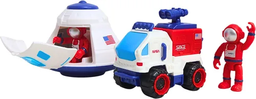 Vista 7 de Space Adventure - Juego de cápsula espacial con puerta iluminada, Lunar Rover y 2 figuras de astronauta, juguete espacial de plástico