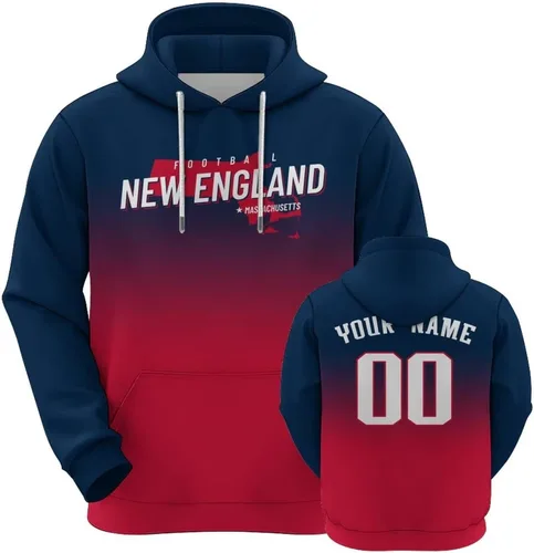 Vista 17 de Custom Football City Map Gradient Hoodies-Personalized Name Number Hooded Sweatshirts Football Fans Gifts for Men,Women,Youth
