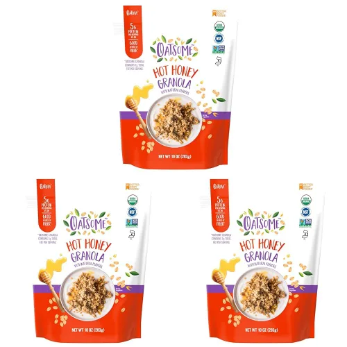 Vista 9 de Oatsome Granola de Proteína de Arándanos, 10g de Proteína, Sin Gluten, Hecha con Avena Orgánica de Grano Entero, Arándanos Reales y Semillas