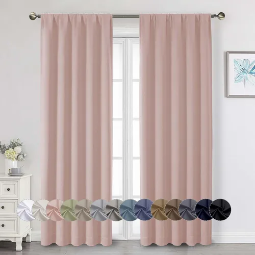 Vista 41 de Cortinas opacas para dormitorio, sala de estar, juego de 2 paneles de 54 pulgadas de largo, cortinas de oscurecimiento de habitación con aislamiento