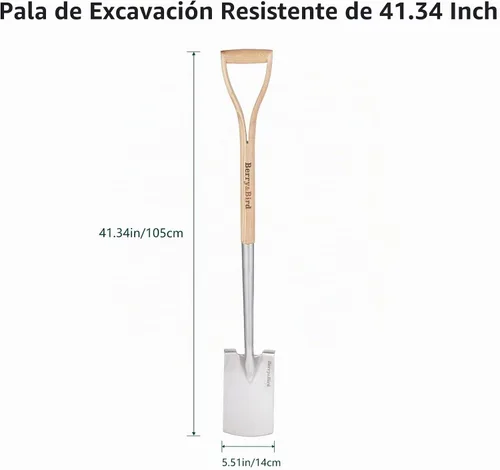 Vista 6 de Pala de excavación de jardín, pala de acero inoxidable de 41 pulgadas