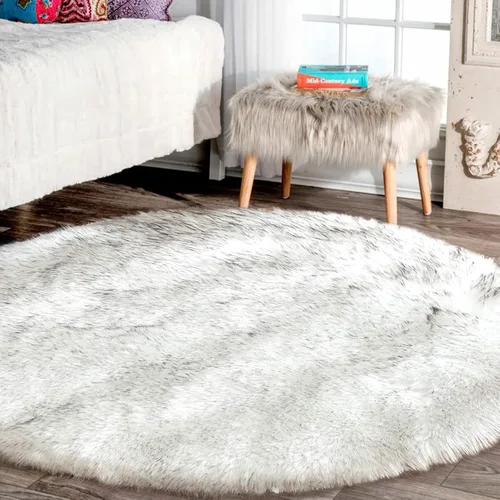 Vista 10 de Latepis - Alfombra rectangular de piel sintética tipo lana de oveja suave y esponjosa de estilo bohemio para sala de estar, dormitorio y residencias