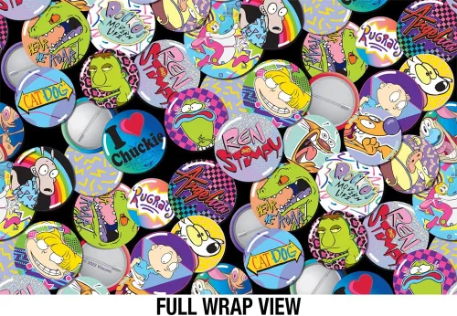 Vista 3 de Nickelodeon 90'S OFFICIAL Nick 90'S Buttons - Botella de agua aislada de 18 onzas, resistente a fugas, de acero inoxidable aislado al vacío con tapa