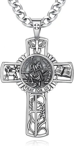 Vista 147 de CELESTIA Medallas de plata de ley 925 San Miguel/San Cristóbal/San Benito/San Gabriel/Virgen María/Jesús/Caravaca/Metatrón/Sello de los Siete