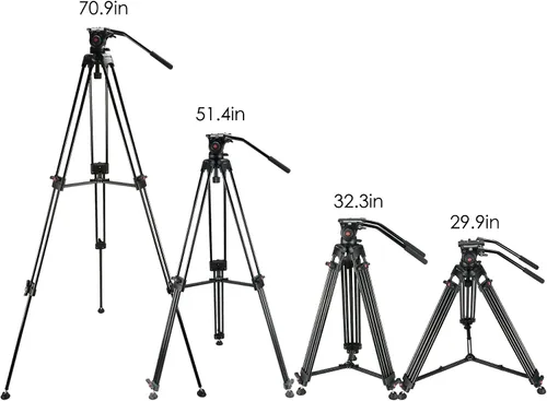 Vista 7 de MagicLine Trípode de video de aluminio de 70.9 pulgadas, soporte de trípode de cámara resistente con 2 asas y cabezal de fluido de 360° y esparcidor