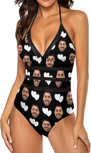 Vista 2 de InterestPrint Traje de baño de una pieza con cuello en V profundo para mujer