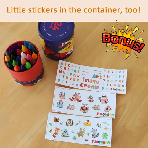 Vista 5 de Lebze Crayones para niños pequeños, 24 colores crayones no tóxicos para niños a partir de 3 años, crayón jumbo fácil de sostener para niños, seguro