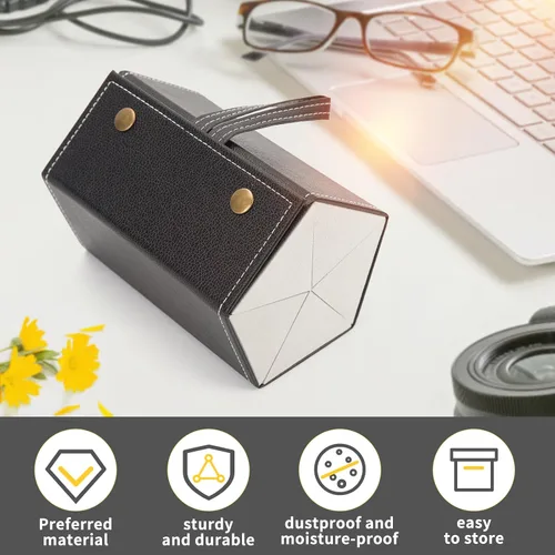 Vista 6 de Estuche de viaje para lentes de sol, organizador plegable de 5 ranuras, caja de almacenamiento colgante para mujeres y hombres, Negro