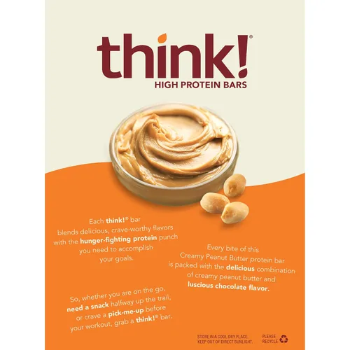 Vista 5 de Think! Barras de proteínas, aperitivos ricos en proteínas, sin gluten, aptos para Kosher, mantequilla de maní cremosa, barras nutricionales, 2.1