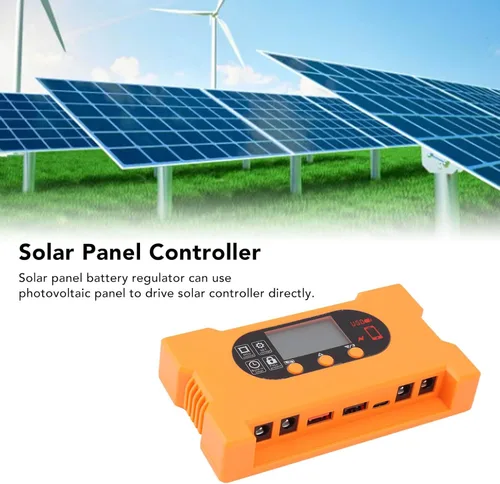 Vista 4 de Controlador de carga solar Dual USB tipo C de carga rápida Panel solar Regulador de batería Dc5521 Interfaz 12v/24v Adaptación automática (10A)