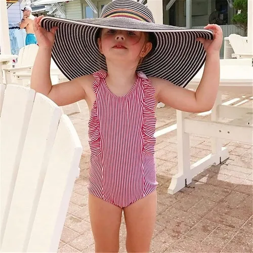 Vista 2 de Traje de baño con volados y diadema, 2 piezas, para playa, para niña