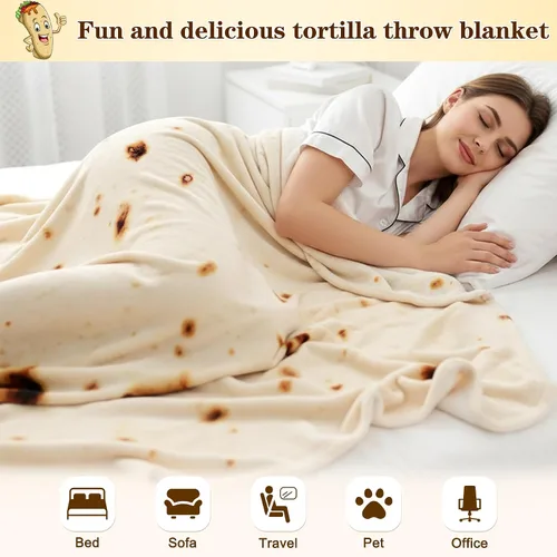 Vista 4 de mermaker Cobija de doble cara con estampado de tortilla para burritos